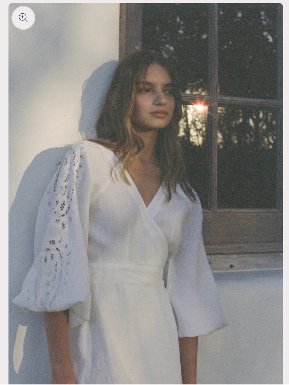 MAIA BERGMAN Ines White Linen V-Neck Dress